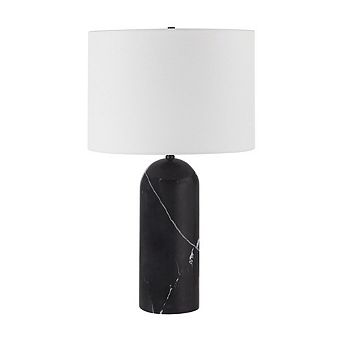 Renwil Tyne 25 Tall Powder Coated Matte Black Iron Table Lamp With Drum Linen Shade