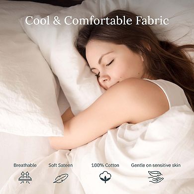 California Design Den 1 Piece Flat Sheet Only - Soft 400 Thread Count, 100% Cotton Sateen, 4" Hem