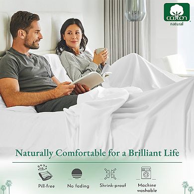 California Design Den Flat Sheet Only - 600 Thread Count, 100% Cotton Sateen, 4" Hem