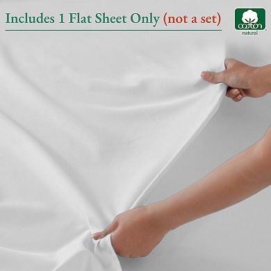 California Design Den Flat Sheet Only - 600 Thread Count, 100% Cotton Sateen, 4" Hem