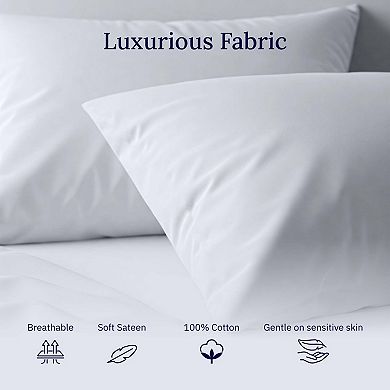 California Design Den Striped Pillowcases Set of 2 - 500 Thread Count, 100% Cotton Sateen