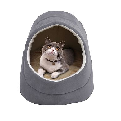 GOOPAWS Cave Covered Cat & Dog Bed