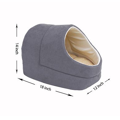 GOOPAWS Cave Covered Cat & Dog Bed