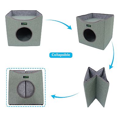 GOOPAWS Foldable Cat Condo Bed