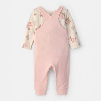 Baby Girl Carter's 2 pc Floral Overall & Long Sleeve Top Set