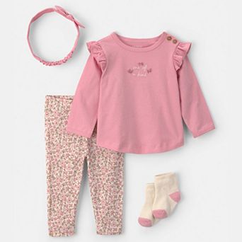 Baby Girl Carter's 4 pc Long Sleeve Top, Pant & Headband Set