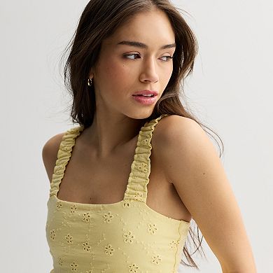 Juniors' SO® Eyelet Tiered Ruffle Tank Top