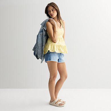 Juniors' SO® Eyelet Tiered Ruffle Tank Top
