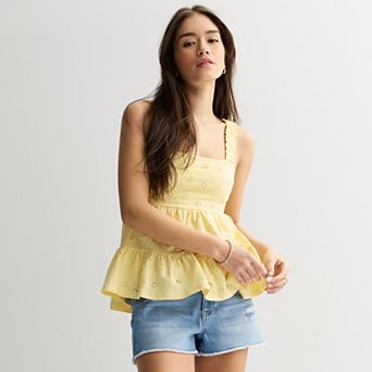 Juniors' SO® Eyelet Tiered Ruffle Tank Top