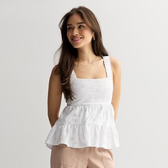Juniors' SO® Eyelet Tiered Ruffle Tank Top