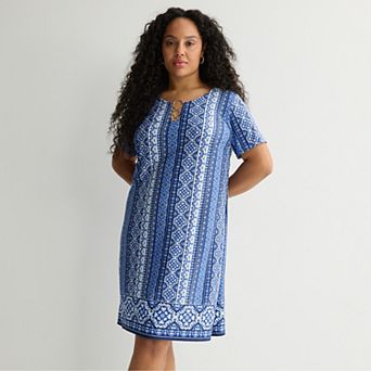 Plus Size Apt. 9® Short Sleeve 3 Ring Cutout Dress