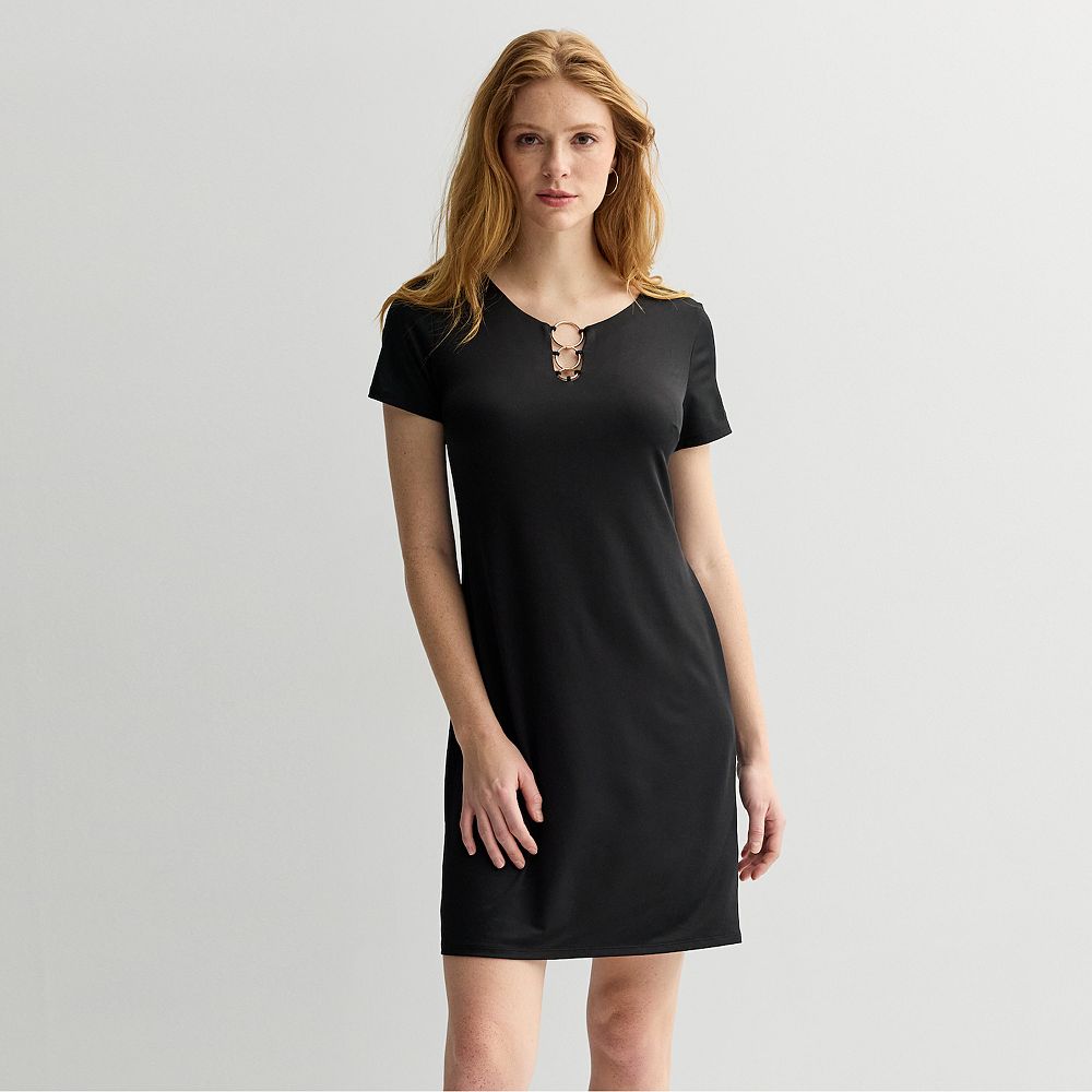 active dress with short sleeves SSYS Black Short Sleeve White Trim Active Dress