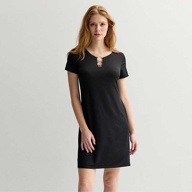 Women's Apt. 9 Short Sleeve 3-Ring Cutout Dress