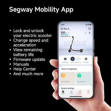 Segway E2 Plus II Electric Scooter 15 mph Max Speed 16 Miles Max Range
