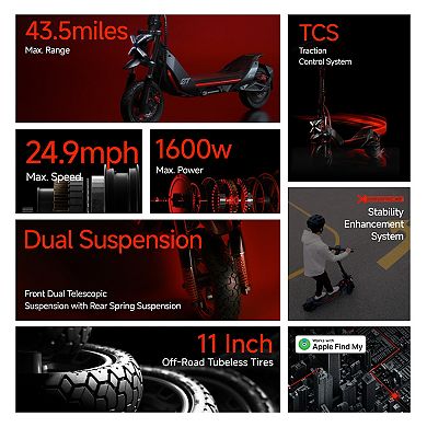 Segway ZT3 Pro Electric Scooter 24.9 mph Max Speed 43.5 Miles Max Range