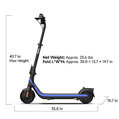 Segway C2 Pro Electric Scooter, 12.4 mph Max Speed, 9.3 Miles Max Range