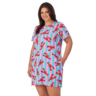 Plus Size Beauty Sleep Social Cozy Short Sleeve Sleepshirt