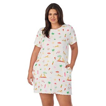 Plus Size Beauty Sleep Social Cozy Short Sleeve Sleepshirt