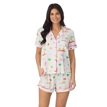 Women's Beauty Sleep Social Cozy Short Sleeve Pajama Top & Pajama Boxers Set