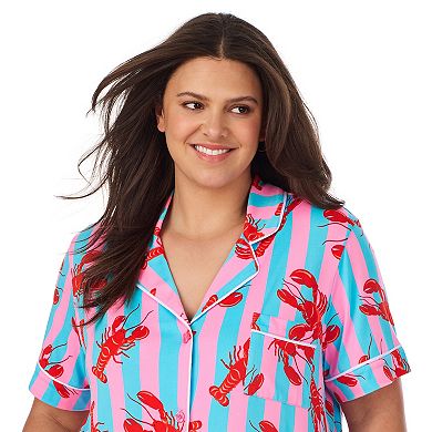 Plus Size Beauty Sleep Social Cozy Short Sleeve Pajama Top & Pajama Pants Set