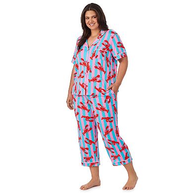 Plus Size Beauty Sleep Social Cozy Short Sleeve Pajama Top & Pajama Pants Set