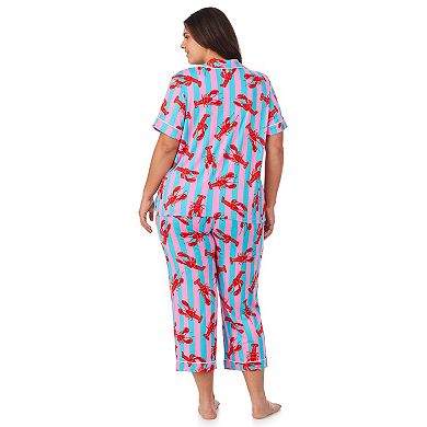 Plus Size Beauty Sleep Social Cozy Short Sleeve Pajama Top & Pajama Pants Set