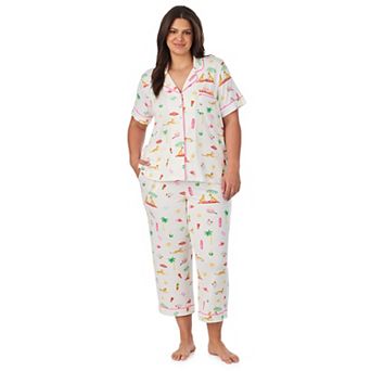 Plus Size Beauty Sleep Social Cozy Short Sleeve Pajama Top & Pajama Pants Set