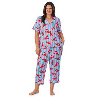 Plus Size Beauty Sleep Social Cozy Short Sleeve Pajama Top & Pajama Pants Set