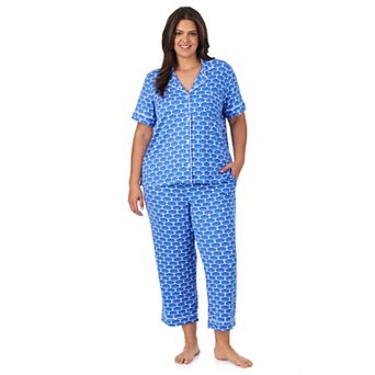 Plus Size Beauty Sleep Social Cozy Short Sleeve Pajama Top & Pajama Pants Set