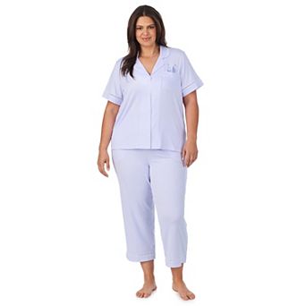 Plus Size Beauty Sleep Social Cozy Short Sleeve Pajama Top & Pajama Pants Set