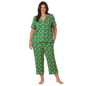 Plus Size Beauty Sleep Social Cozy Short Sleeve Pajama Top & Pajama Pants Set