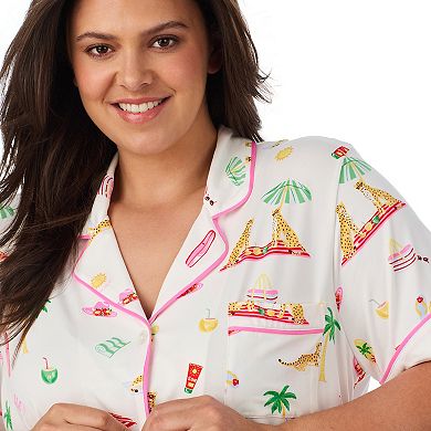 Plus Size Beauty Sleep Social Cozy Short Sleeve Pajama Top & Pajama Boxer Set