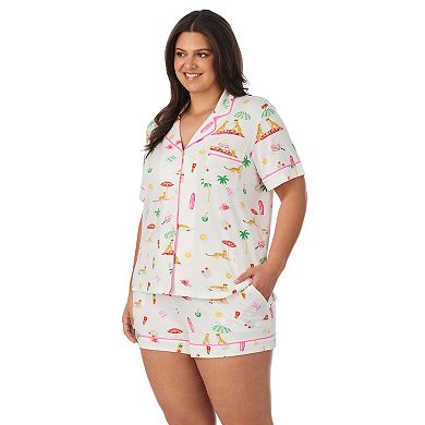 Plus Size Beauty Sleep Social Cozy Short Sleeve Pajama Top & Pajama Boxer Set