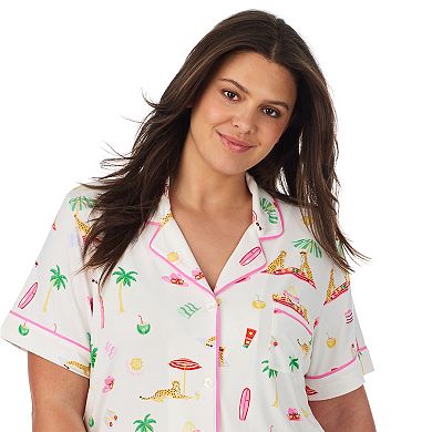 Plus Size Beauty Sleep Social Cozy Short Sleeve Pajama Top & Pajama Boxer Set
