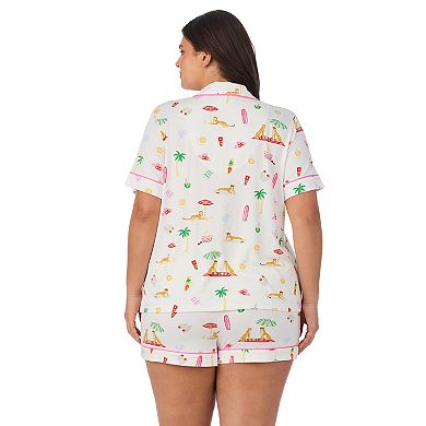 Plus Size Beauty Sleep Social Cozy Short Sleeve Pajama Top & Pajama Boxer Set
