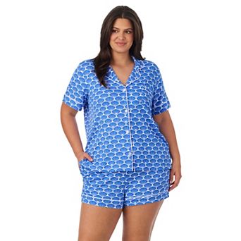 Plus Size Beauty Sleep Social Cozy Short Sleeve Pajama Top & Pajama Boxer Set