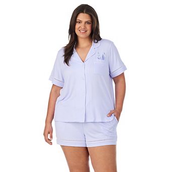 Plus Size Beauty Sleep Social Cozy Short Sleeve Pajama Top & Pajama Boxer Set