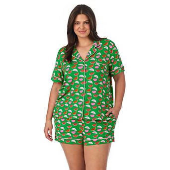 Plus Size Beauty Sleep Social Cozy Short Sleeve Pajama Top & Pajama Boxer Set