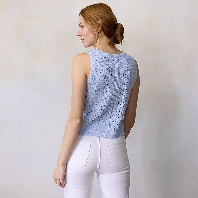 Women's LC Lauren Conrad Button Front Crochet Tank Top
