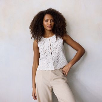 Women's LC Lauren Conrad Button Front Crochet Tank Top