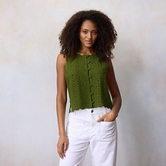 Women's LC Lauren Conrad Button Front Crochet Tank Top