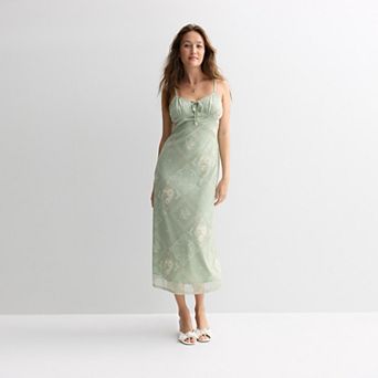 Juniors' Pink Republic Floral Mesh Maxi Dress