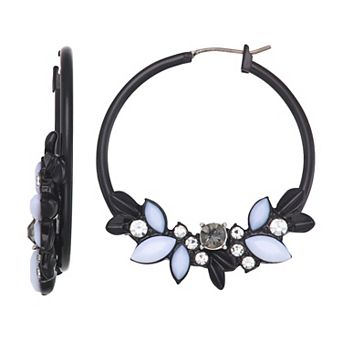 Simply Vera Vera Wang Black Flower Hoop Earrings