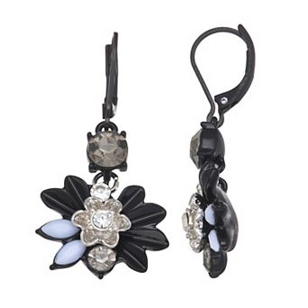 Simply Vera Vera Wang Black Flower Drop Leverback Earrings