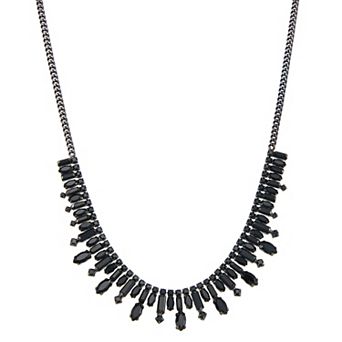 Simply Vera Vera Wang Black Tone Stone Frontal Statement Necklace
