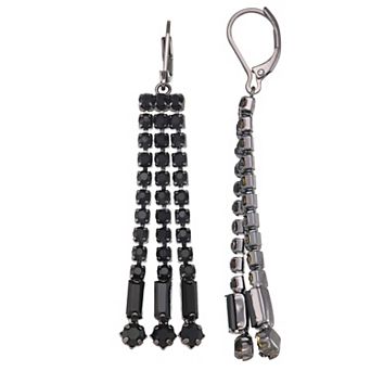 Simply Vera Vera Wang Black Tone Gradient Fringe Linear Drop Leverback Earrings