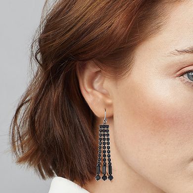 Simply Vera Vera Wang Black Tone Gradient Fringe Linear Drop Leverback Earrings