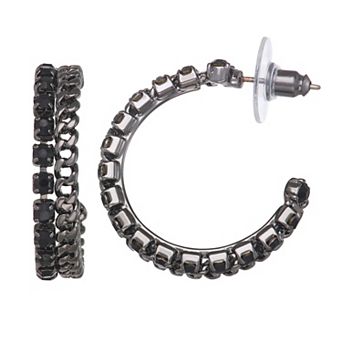 Simply Vera Vera Wang Black Tone Double C Hoop Earrings