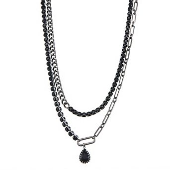 Simply Vera Vera Wang Black Tone Curb Link Chain Multirow Necklace