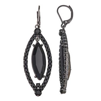 Simply Vera Vera Wang Black Tone Teardrop Orbital Leverback Earrings